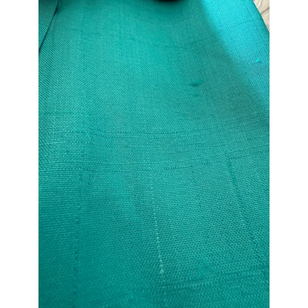 Vintage John Brooks 100% Silk Teal Two Piece Jacket Pleated Midi Skirt Set Sz10